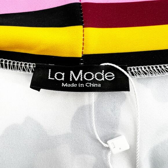 La Mode Cheetah Print Kimono Top with Striped Trim L - Picture 4 of 5